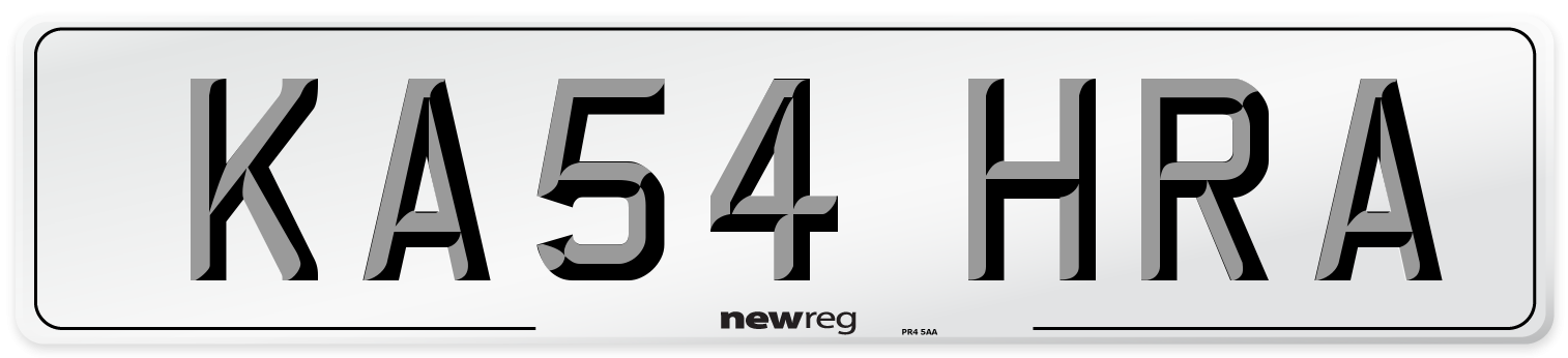 KA54 HRA Number Plate from New Reg